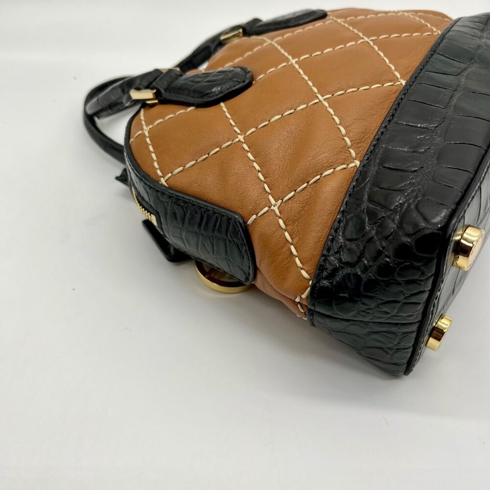 Michael Kors Brown Leather Smythe Dome Satchel Bag - Picture 8 of 11
